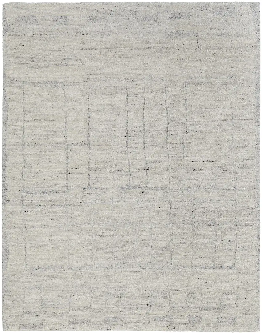 Gray and Ivory Abstract Hand Woven Worn Faded Area Rug Photo 5