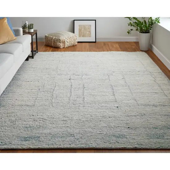 Gray and Ivory Abstract Hand Woven Worn Faded Area Rug Photo 8