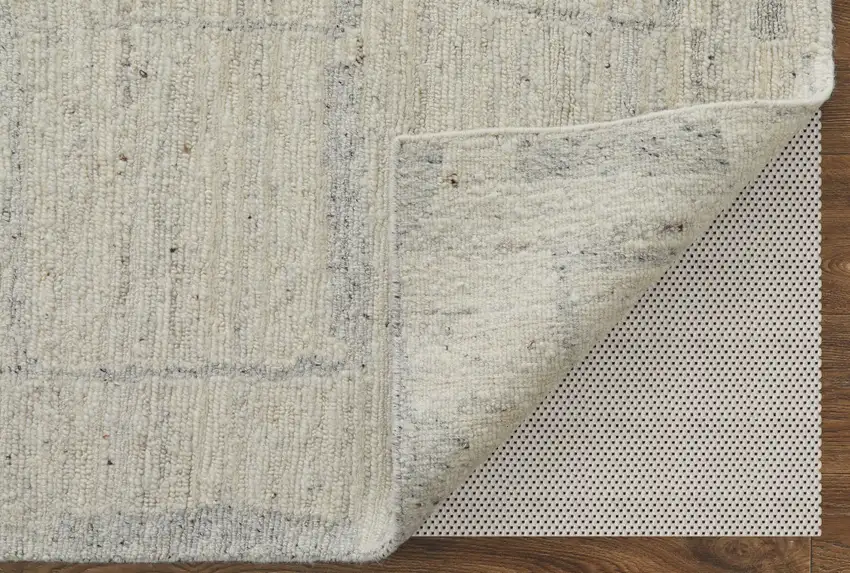 Gray and Ivory Abstract Hand Woven Worn Faded Area Rug Photo 7