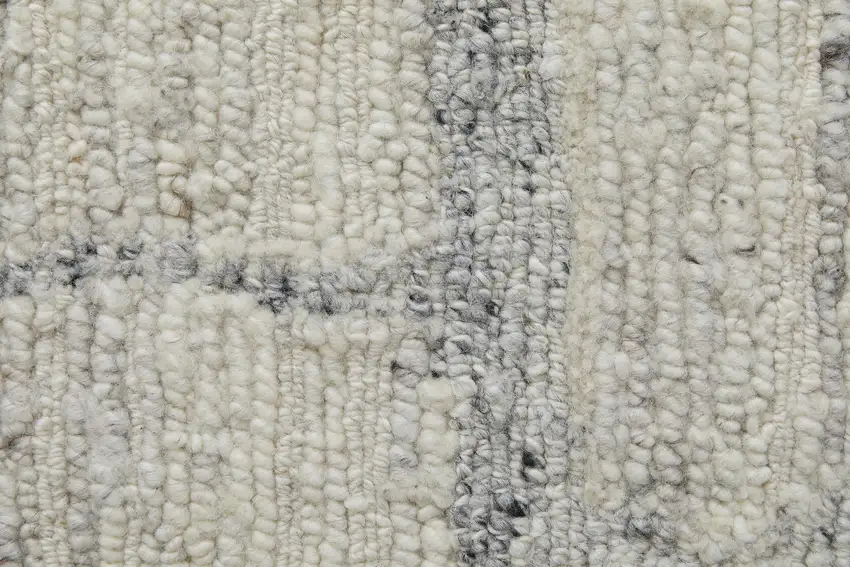 Gray and Ivory Abstract Hand Woven Worn Faded Area Rug Photo 9