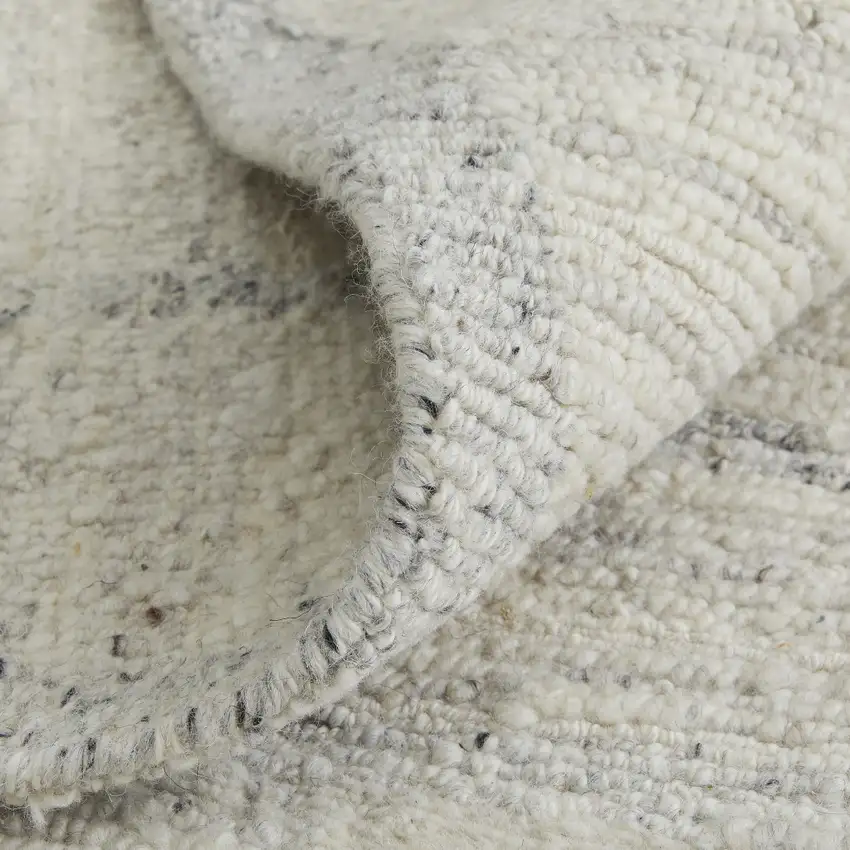 Gray and Ivory Abstract Hand Woven Worn Faded Area Rug Photo 7