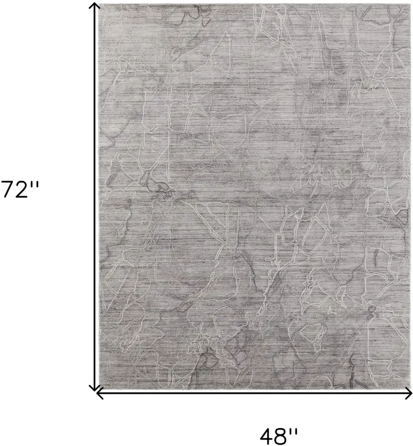 Gray and Ivory Abstract Hand Woven Worn Faded Area Rug Photo 3