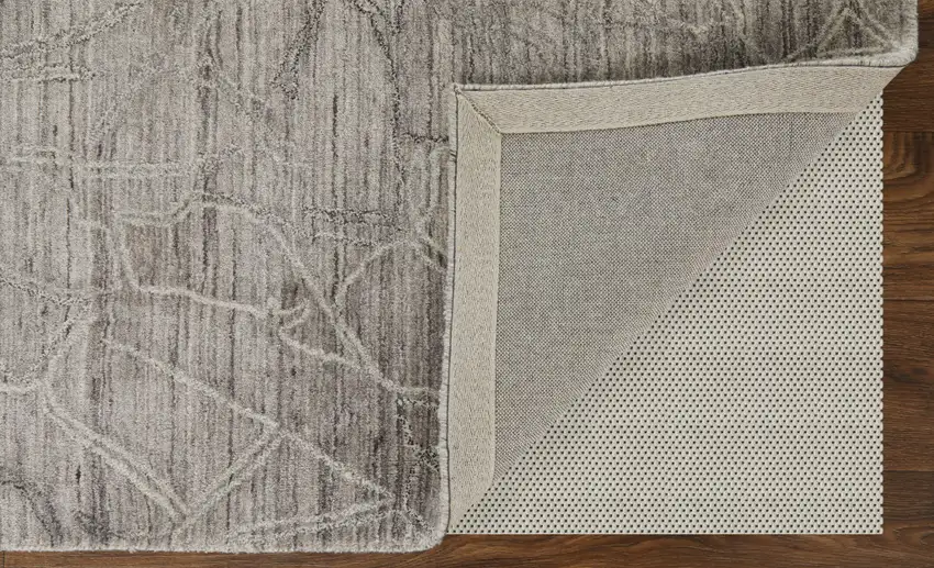 Gray and Ivory Abstract Hand Woven Worn Faded Area Rug Photo 7