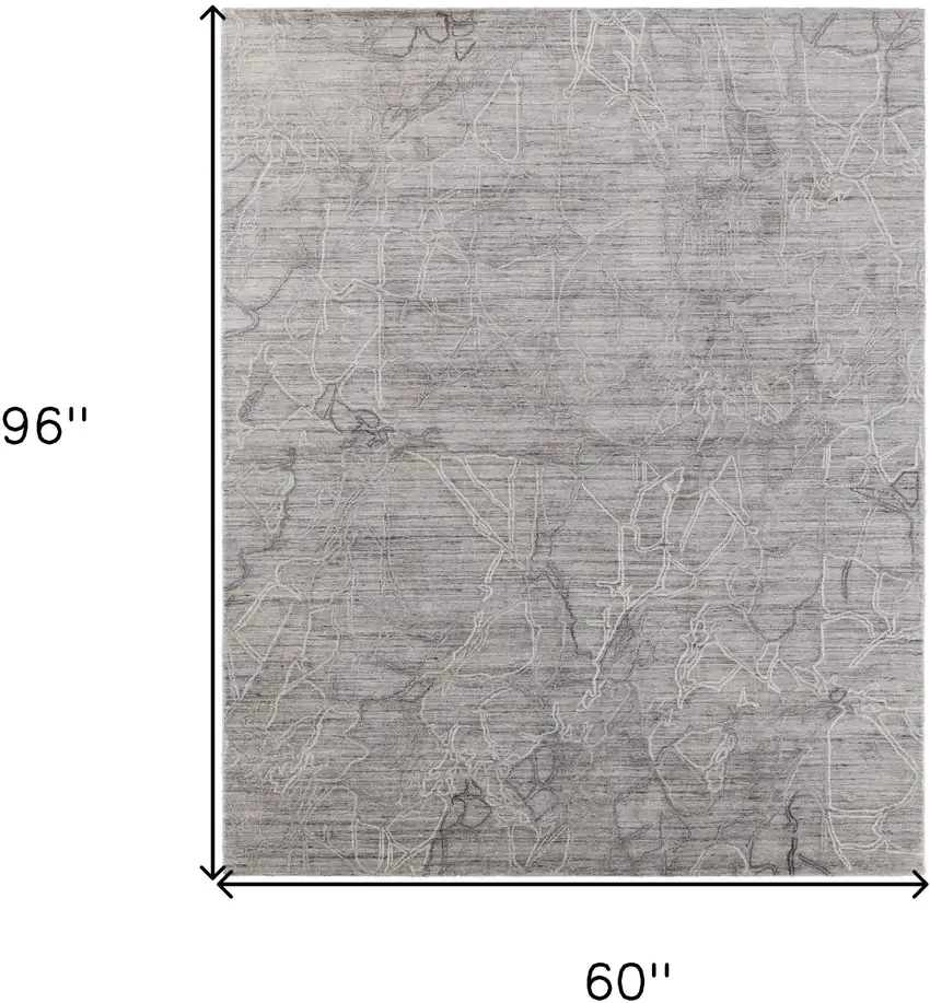 Gray and Ivory Abstract Hand Woven Worn Faded Area Rug Photo 3