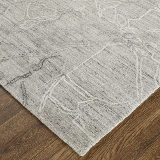 Gray and Ivory Abstract Hand Woven Worn Faded Area Rug Photo 8
