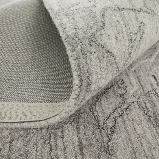 Gray and Ivory Abstract Hand Woven Worn Faded Area Rug Photo 9