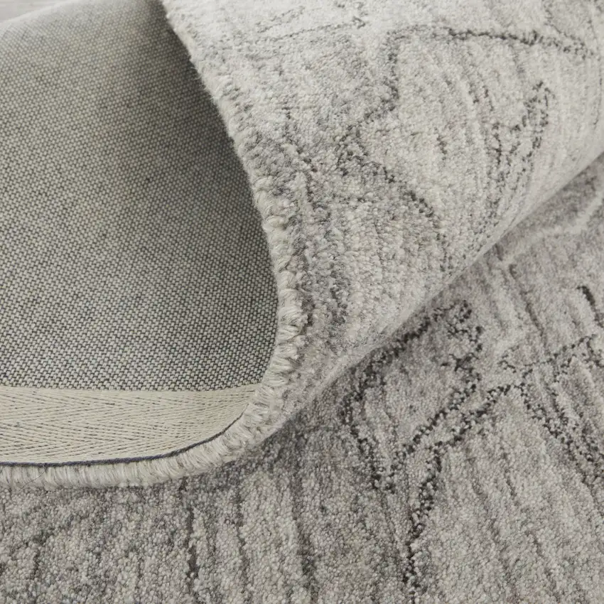 Gray and Ivory Abstract Hand Woven Worn Faded Area Rug Photo 9