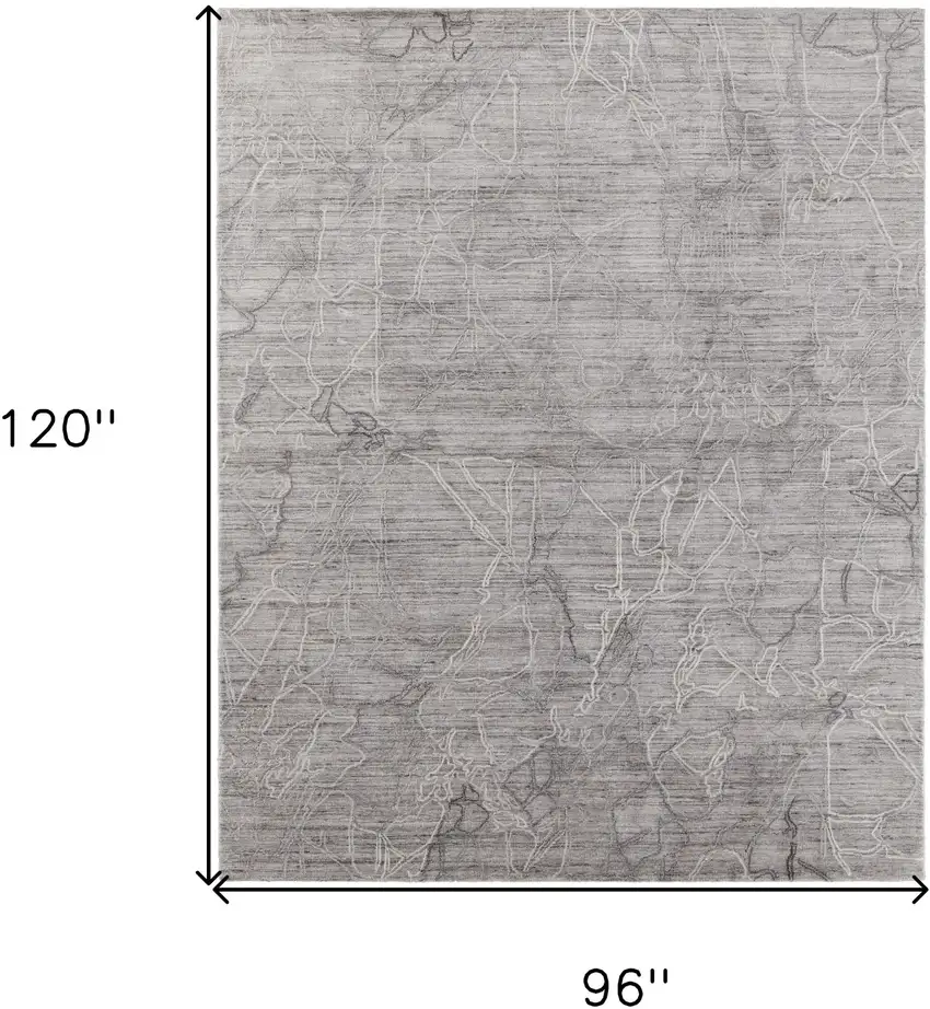 Gray and Ivory Abstract Hand Woven Worn Faded Area Rug Photo 3