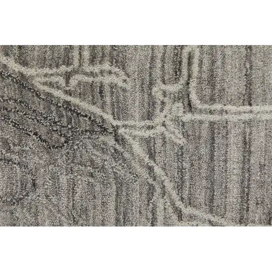 Gray and Ivory Abstract Hand Woven Worn Faded Area Rug Photo 8