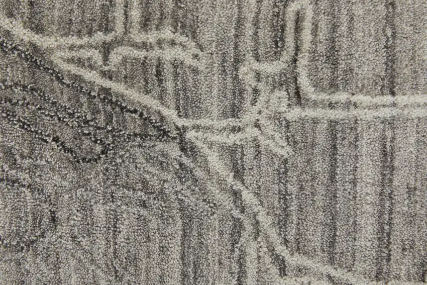 Gray and Ivory Abstract Hand Woven Worn Faded Area Rug Photo 8