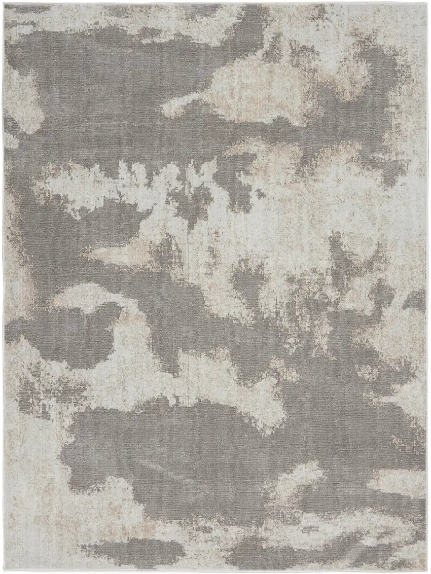 Gray and Ivory Abstract Non Skid Area Rug Photo 2