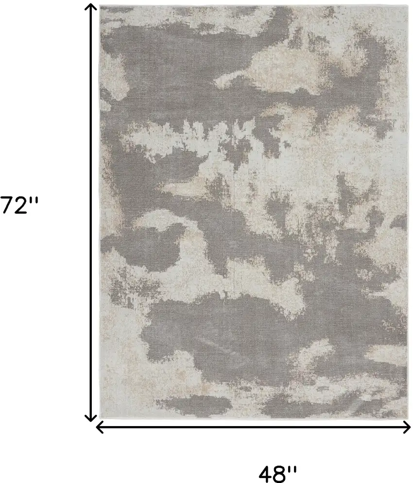 Gray and Ivory Abstract Non Skid Area Rug Photo 3