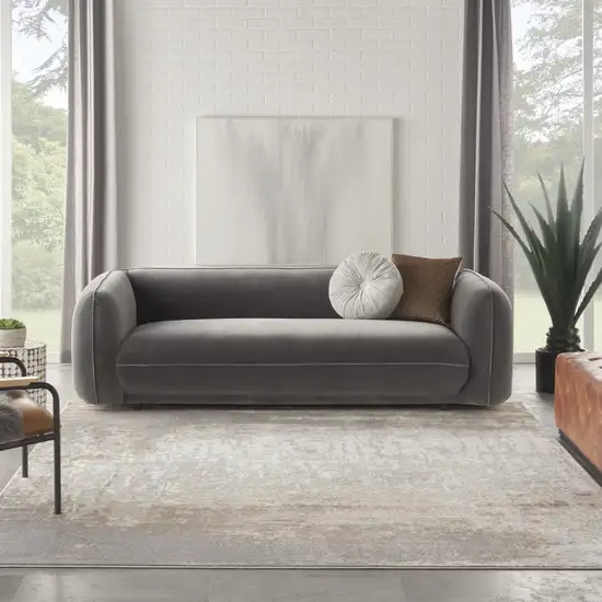 Gray and Ivory Abstract Non Skid Area Rug Photo 7