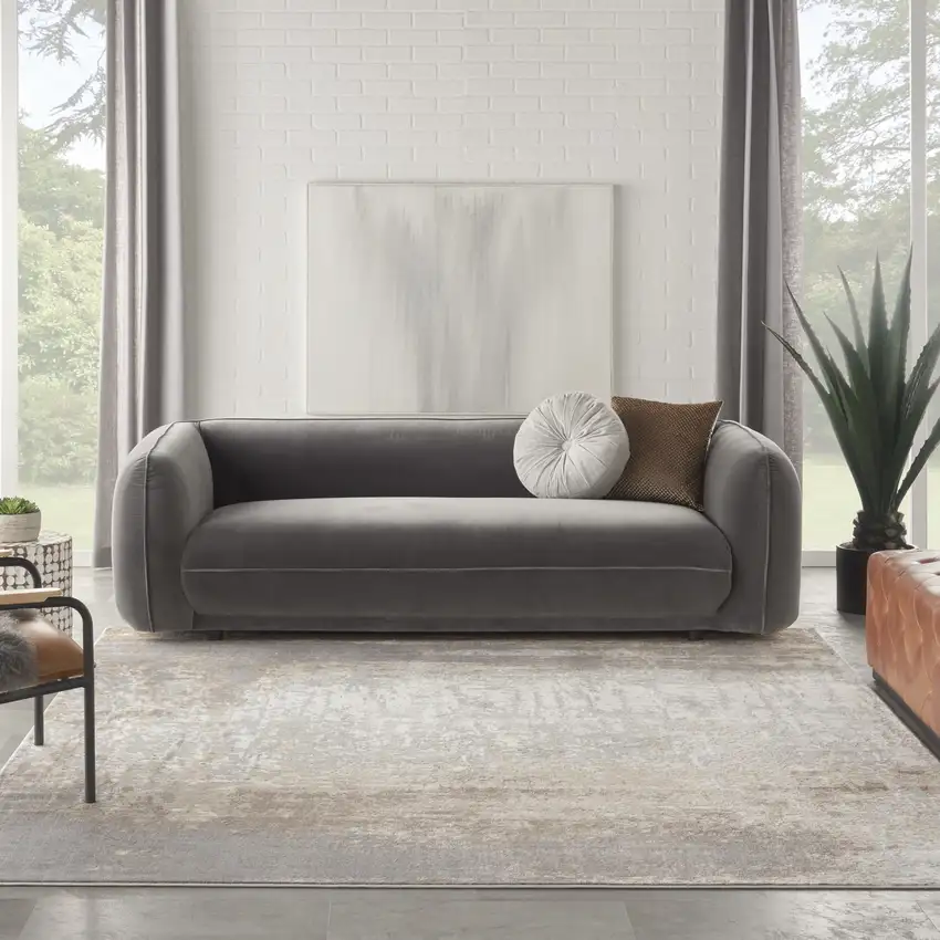 Gray and Ivory Abstract Non Skid Area Rug Photo 7