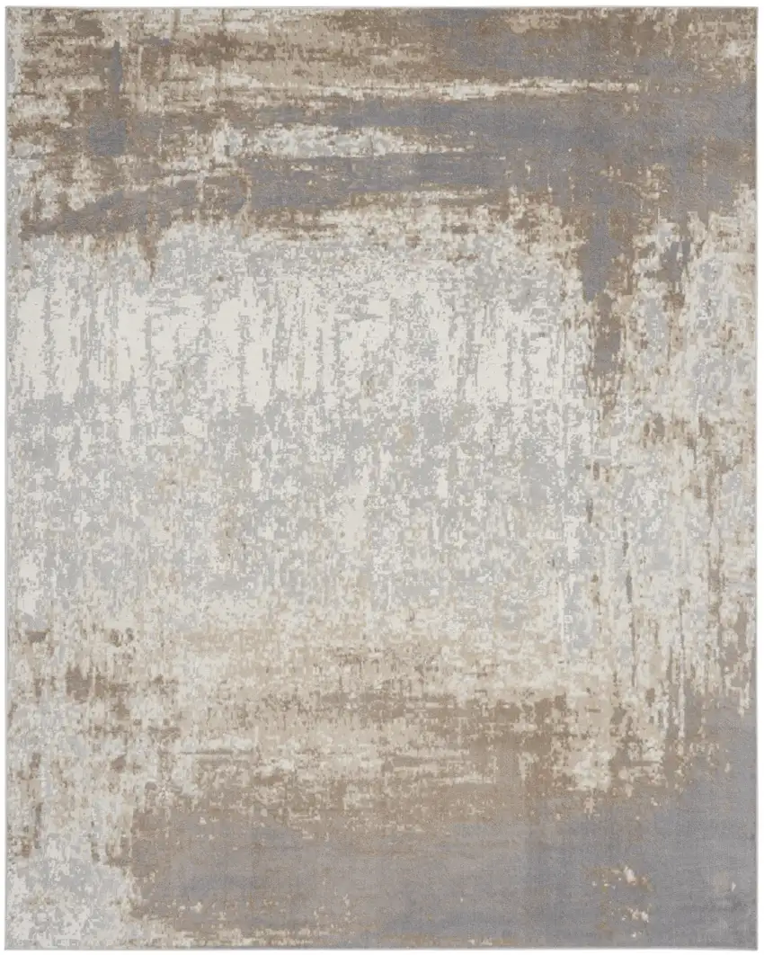 Gray and Ivory Abstract Non Skid Area Rug Photo 5