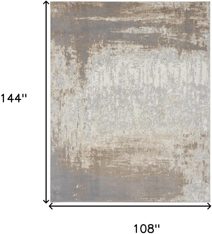 Gray and Ivory Abstract Non Skid Area Rug Photo 3