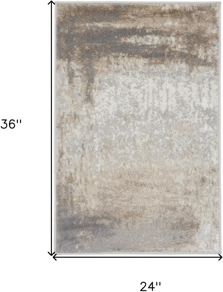 Gray and Ivory Abstract Non Skid Area Rug Photo 3