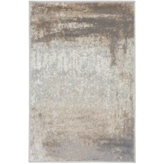 Gray and Ivory Abstract Non Skid Area Rug Photo 4