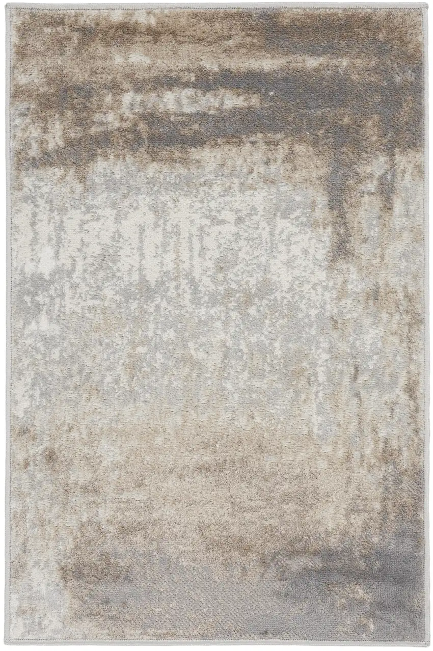 Gray and Ivory Abstract Non Skid Area Rug Photo 5