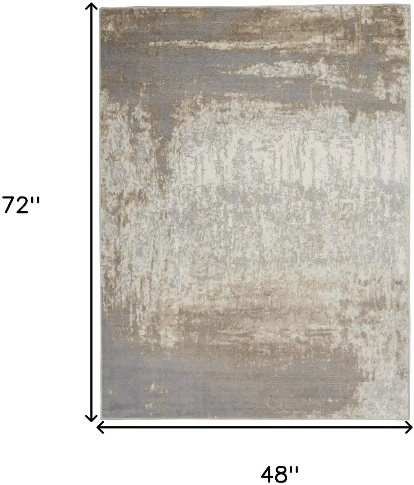 Gray and Ivory Abstract Non Skid Area Rug Photo 3