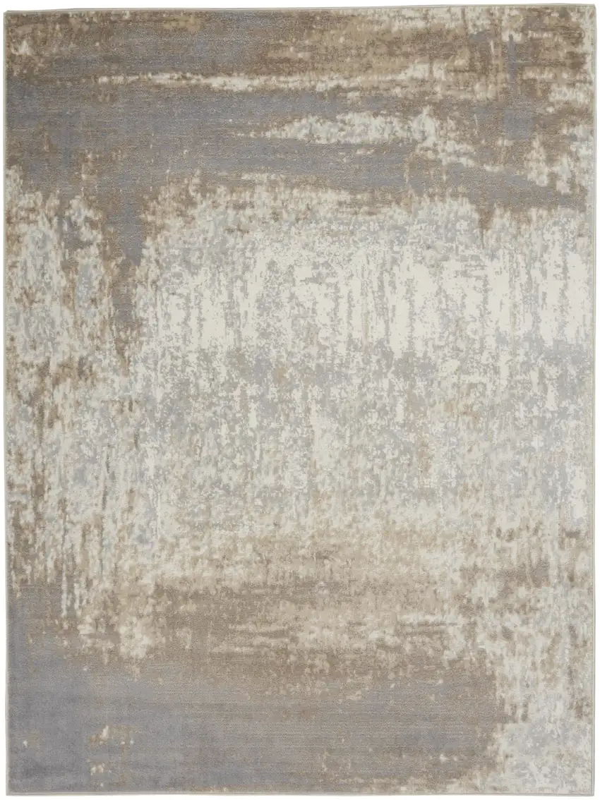 Gray and Ivory Abstract Non Skid Area Rug Photo 1
