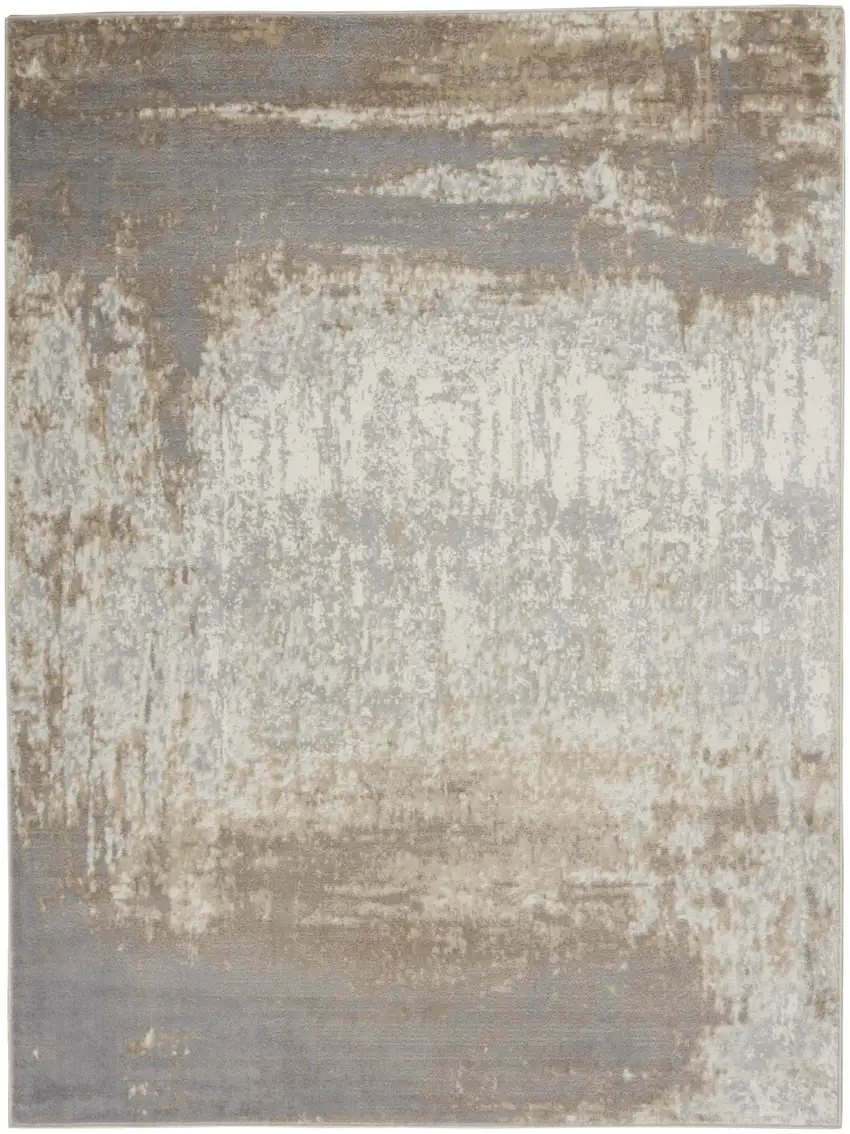 Gray and Ivory Abstract Non Skid Area Rug Photo 2