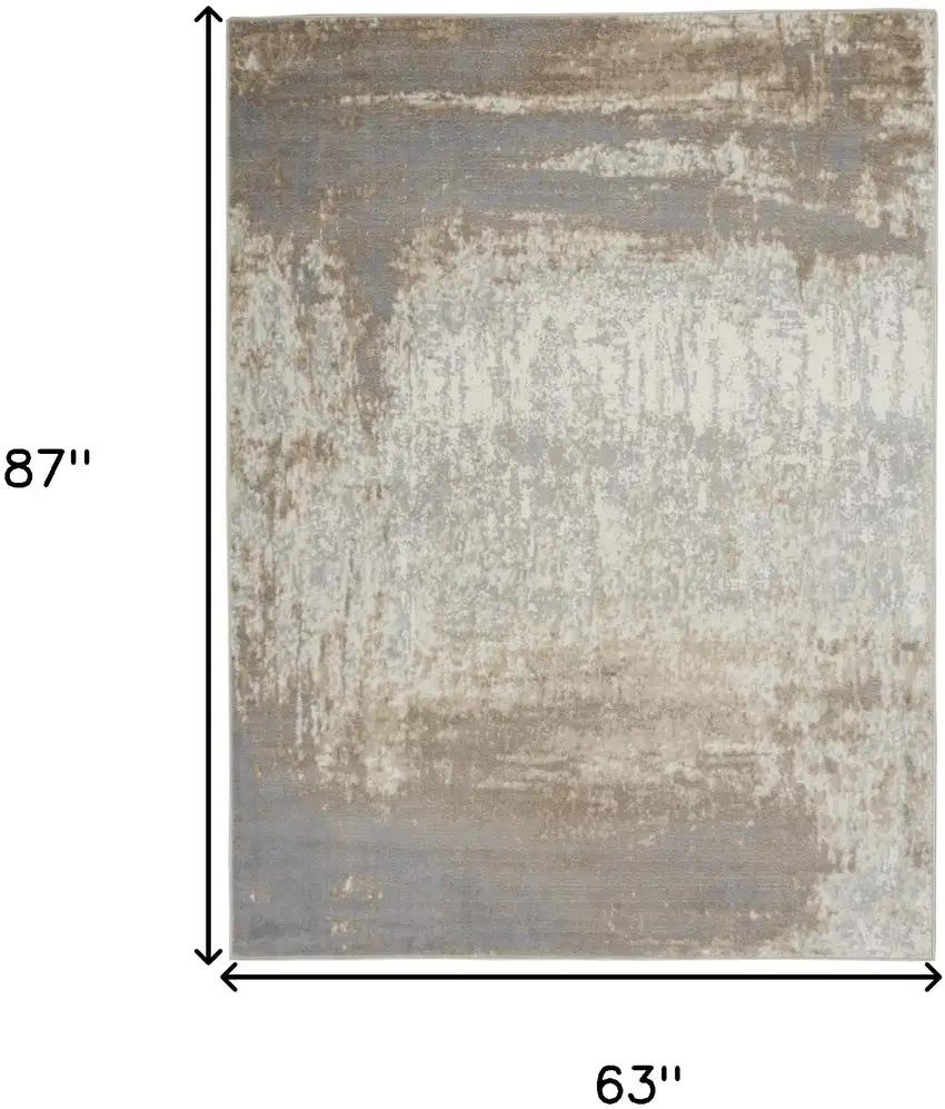 Gray and Ivory Abstract Non Skid Area Rug Photo 3