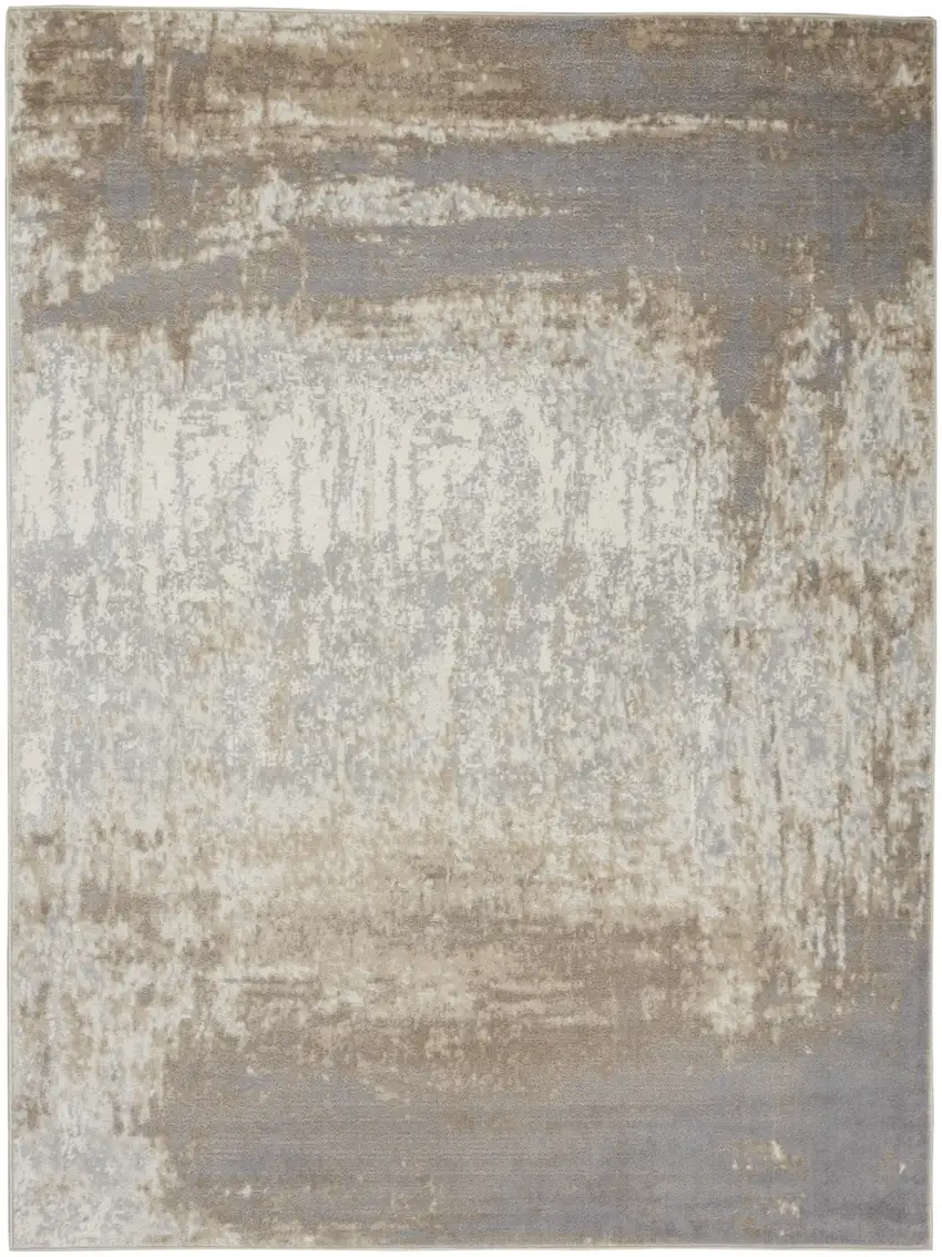 Gray and Ivory Abstract Non Skid Area Rug Photo 4