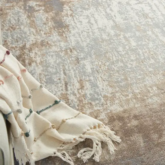 Gray and Ivory Abstract Non Skid Area Rug Photo 9