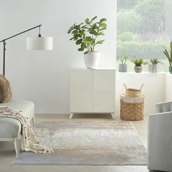 Gray and Ivory Abstract Non Skid Area Rug Photo 5