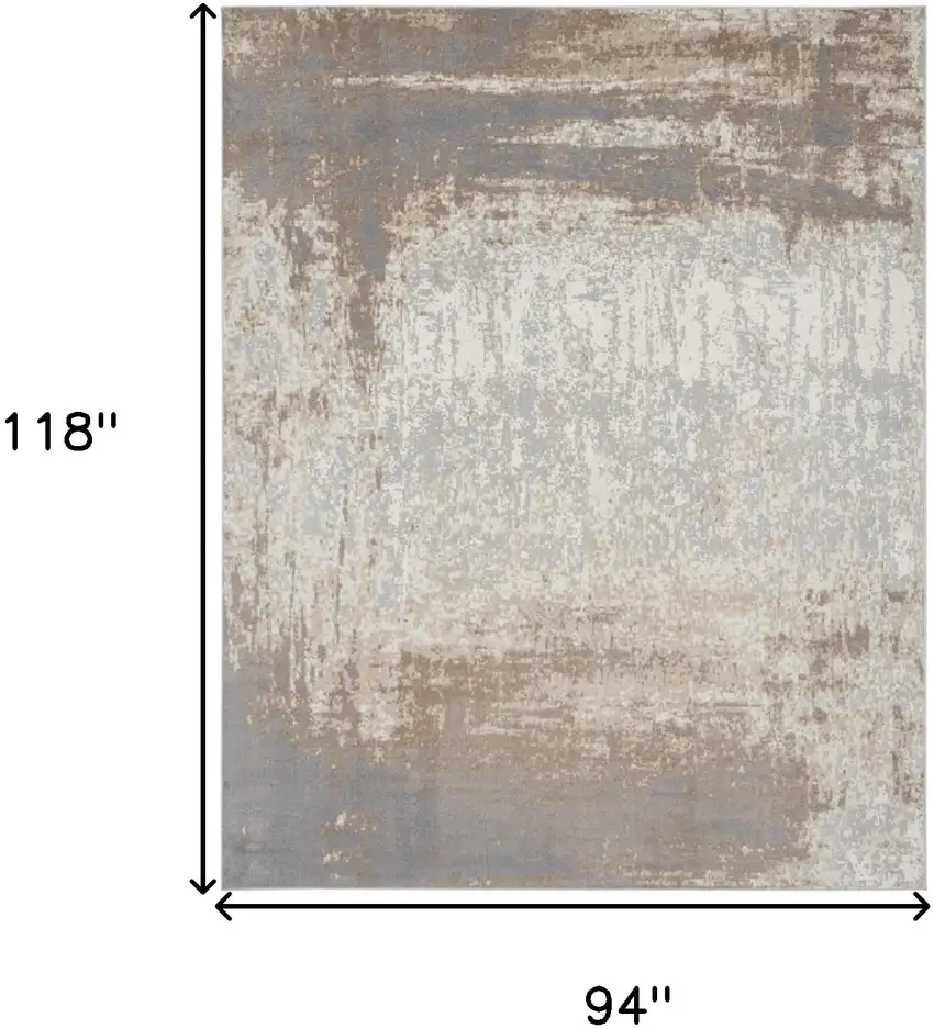 Gray and Ivory Abstract Non Skid Area Rug Photo 3