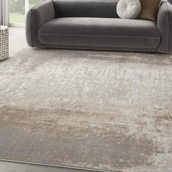 Gray and Ivory Abstract Non Skid Area Rug Photo 3