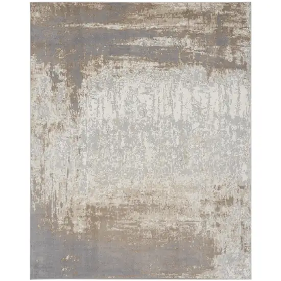 Gray and Ivory Abstract Non Skid Area Rug Photo 1