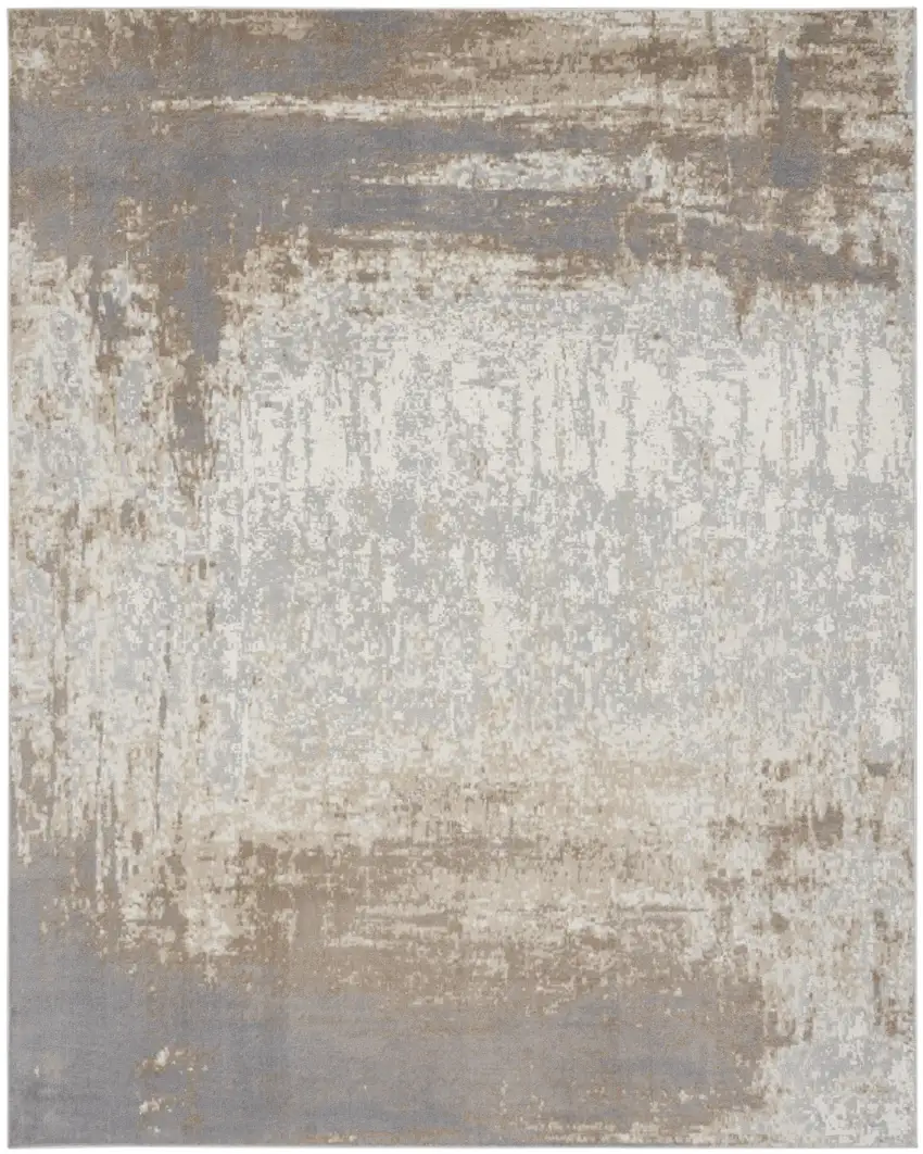 Gray and Ivory Abstract Non Skid Area Rug Photo 1