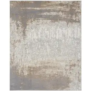 Photo of Gray and Ivory Abstract Non Skid Area Rug
