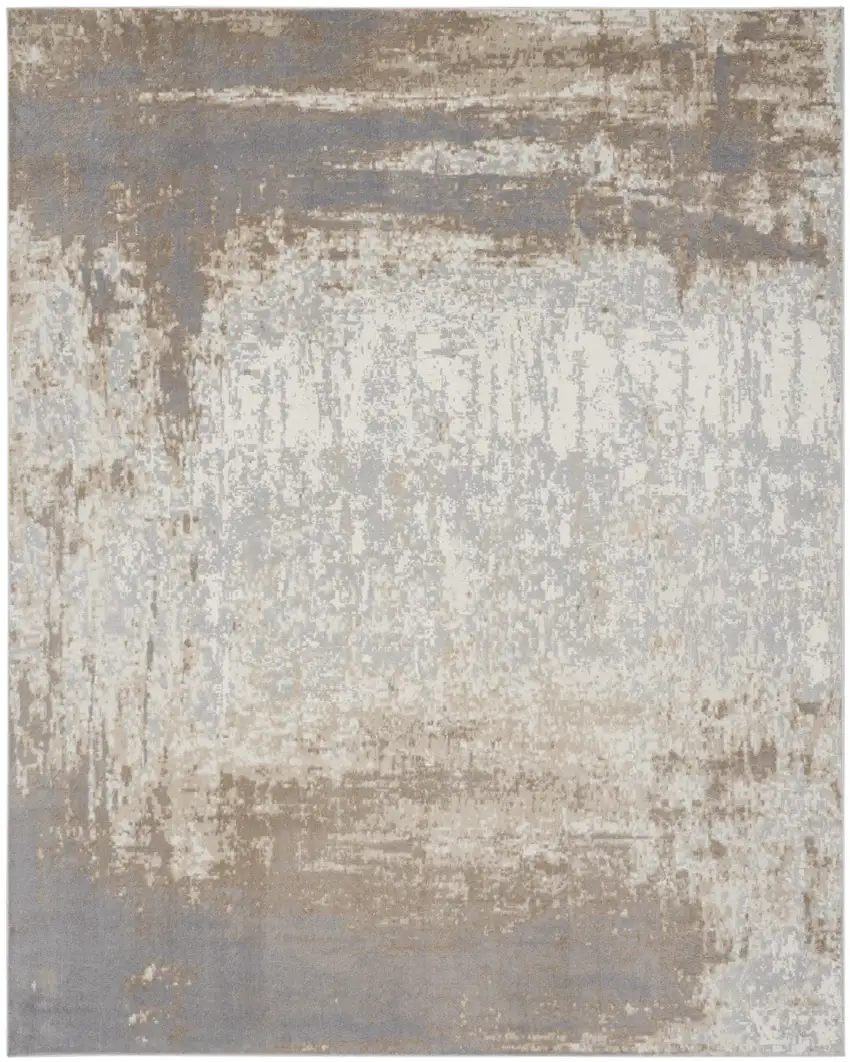 Gray and Ivory Abstract Non Skid Area Rug Photo 2