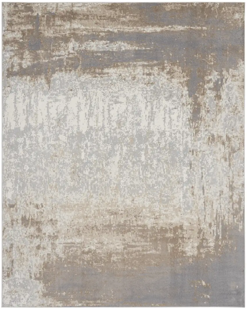 Gray and Ivory Abstract Non Skid Area Rug Photo 5