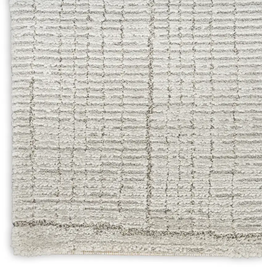 Gray and Ivory Abstract Power Loom Area Rug Photo 7