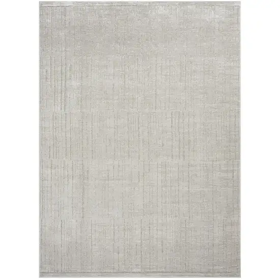 Gray and Ivory Abstract Power Loom Area Rug Photo 8