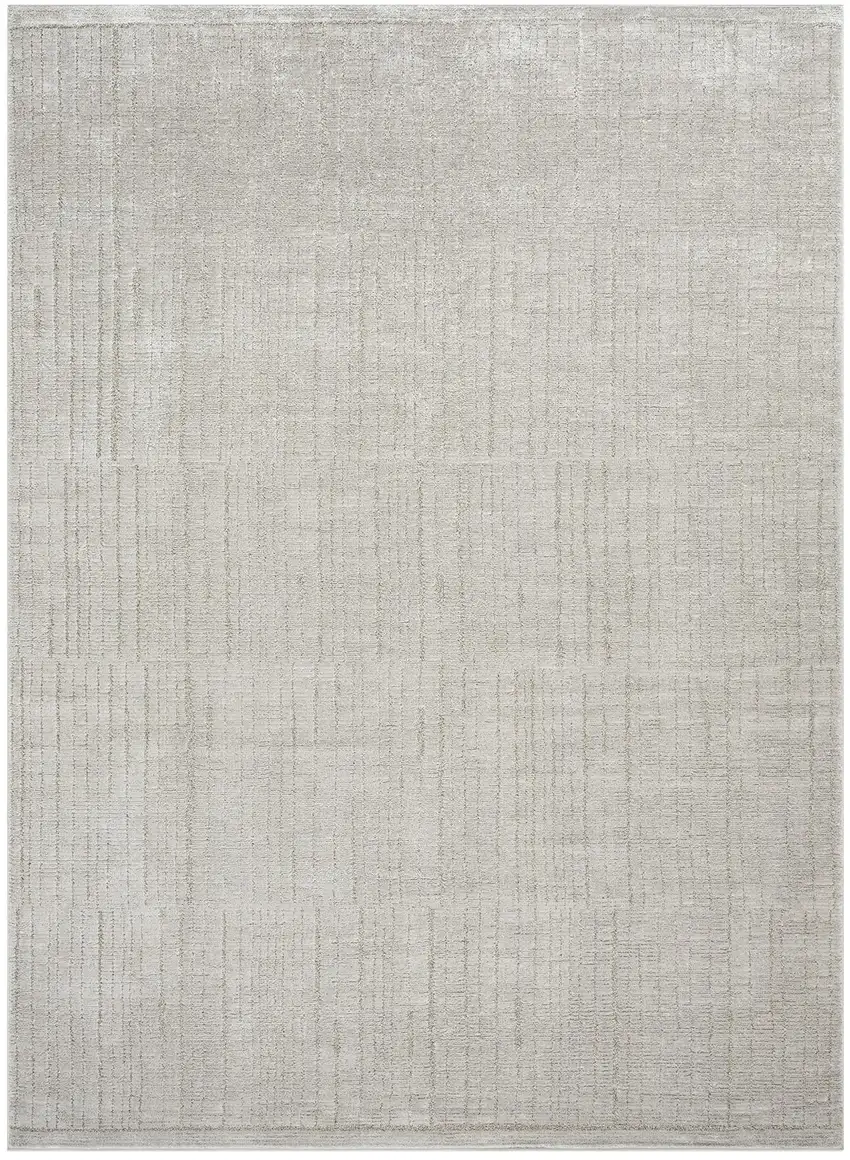 Gray and Ivory Abstract Power Loom Area Rug Photo 8