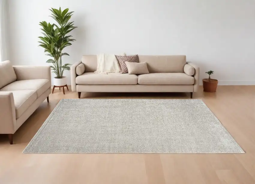 Gray and Ivory Abstract Power Loom Area Rug Photo 1