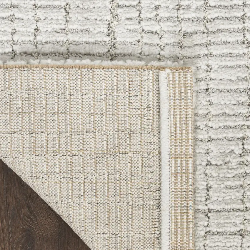 Gray and Ivory Abstract Power Loom Area Rug Photo 9
