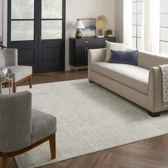 Gray and Ivory Abstract Power Loom Area Rug Photo 5