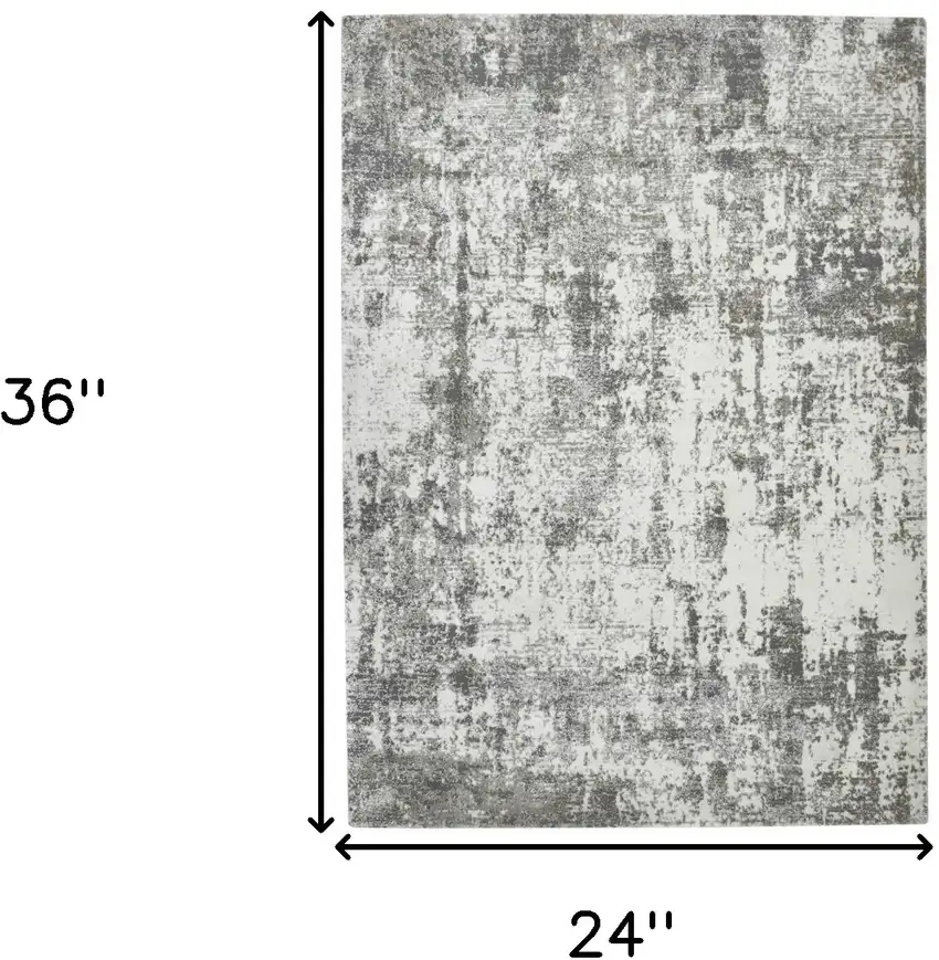 Gray and Ivory Abstract Power Loom Area Rug Photo 6