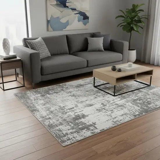 Ivory And Gray Abstract Area Rug Photo 1