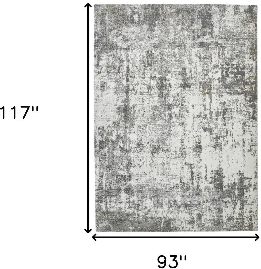 Gray and Ivory Abstract Power Loom Area Rug Photo 6