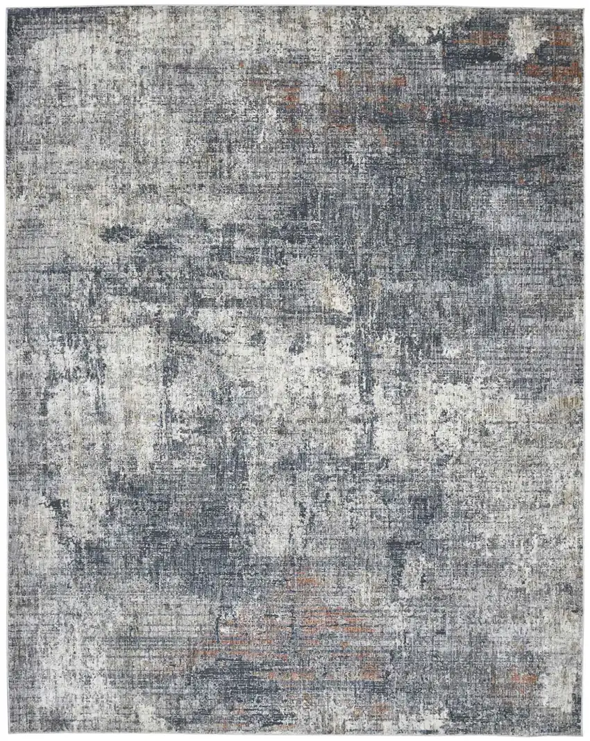 Gray and Ivory Abstract Power Loom Area Rug Photo 1