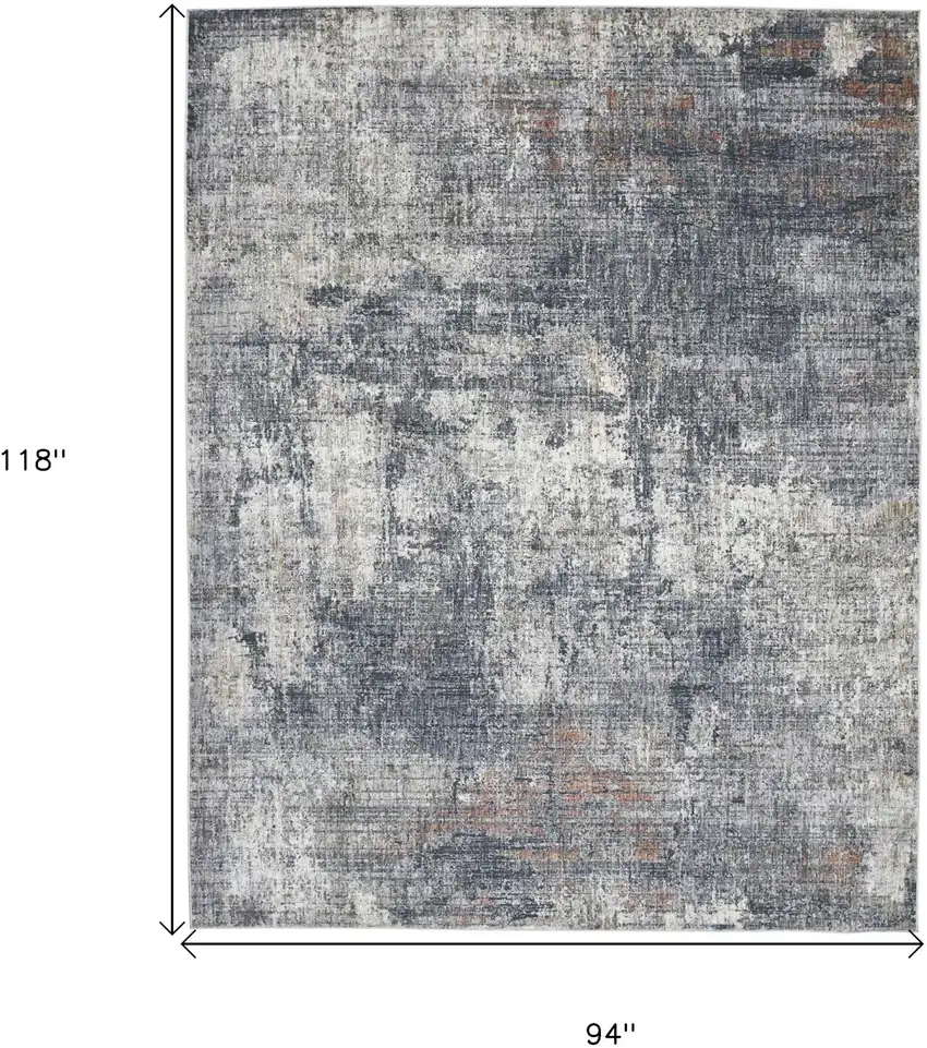 Gray and Ivory Abstract Power Loom Area Rug Photo 6