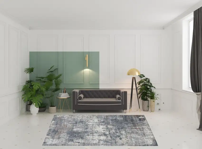 Gray and Ivory Abstract Power Loom Area Rug Photo 2