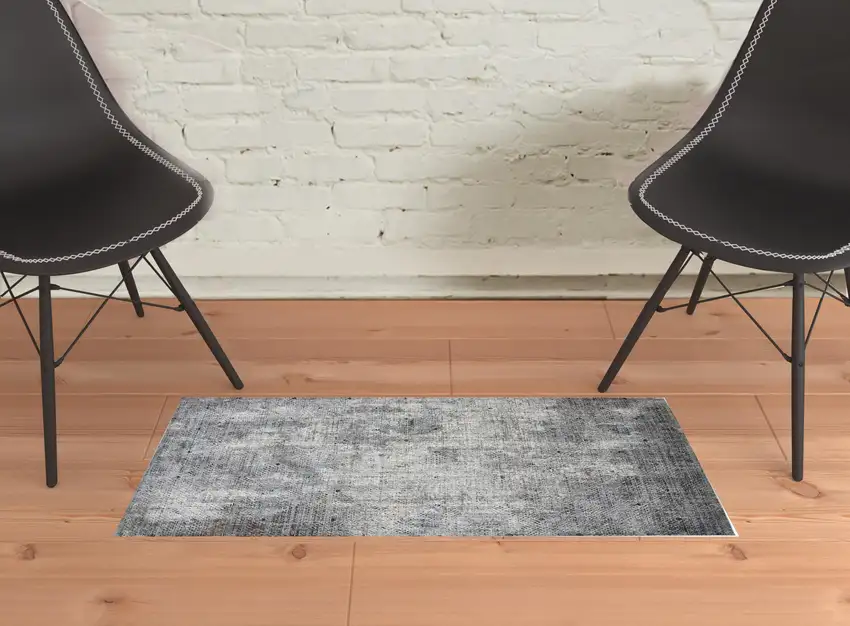 Gray and Ivory Abstract Power Loom Area Rug Photo 2